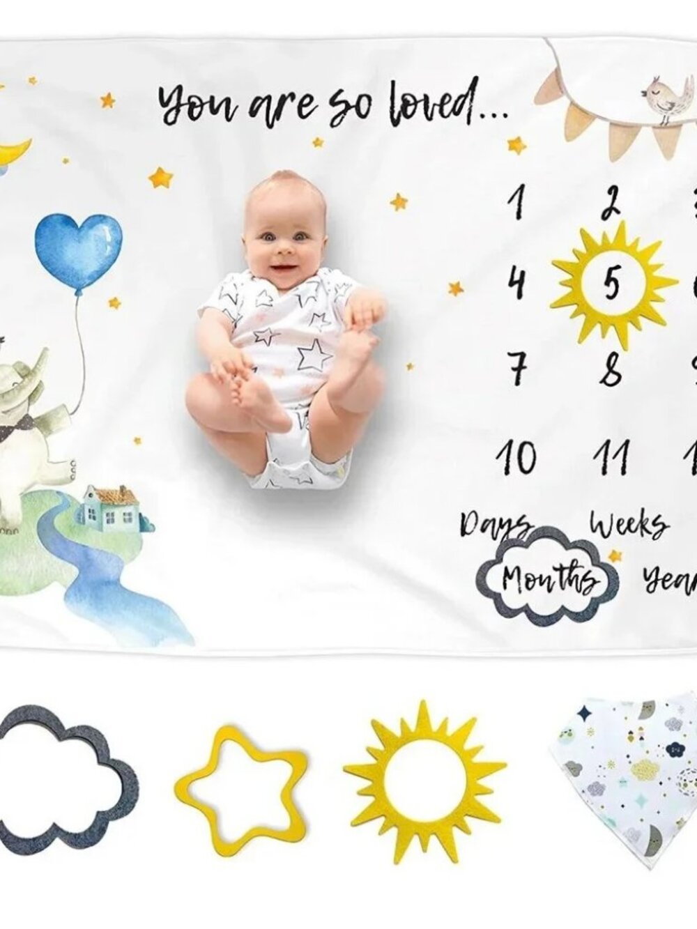 Infant Accessories Bundle Milestone Blanket & Car Seat Covers
